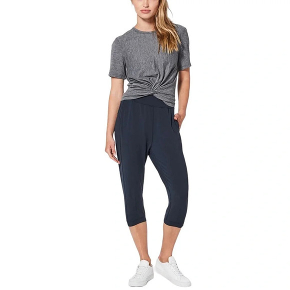 lululemon athletica Pants - Lululemon Rejuvenate Crop 18 True Navy W6AM9S Yoga Size 4 loose Relaxed